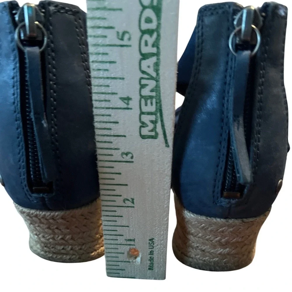 UGG Trina Navy Blue Espadrille Wedge Sandals Womens 8.5 Ankle Tie Coastal Summer